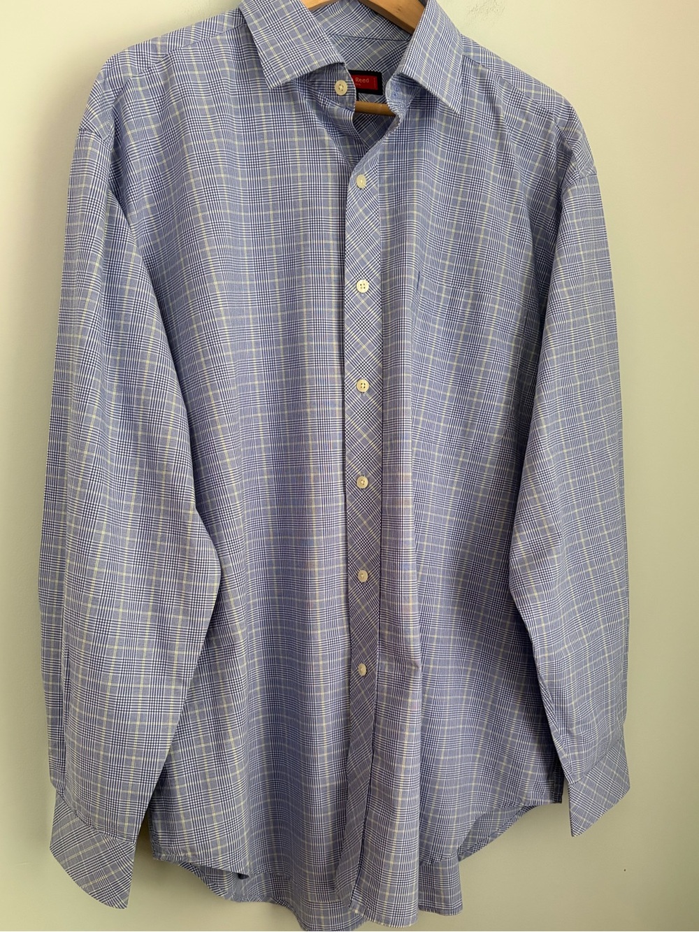 Austin Reed Long Sleeve Button Down Dress Shirt Size XL Blue White Yellow‎